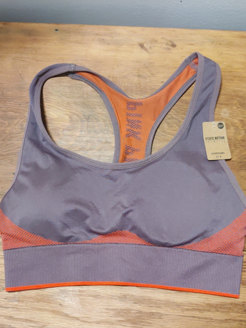 Active USA Purple and Orange Racerback Sports Bra